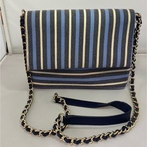 Talbots blue stripped crossbody bag.